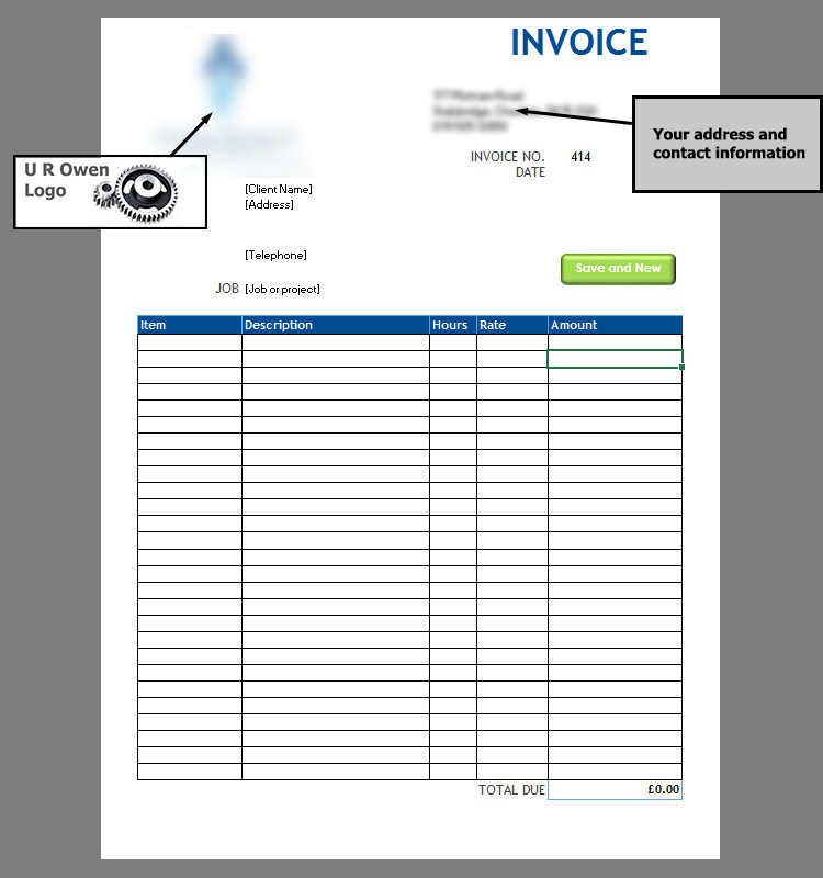 customised invoice template with automatic features