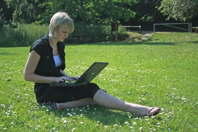 Outdoors with Laptop